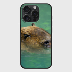 Чехол силиконовый для Apple iPhone 15 Pro матовый Капибара под водой