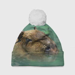 Шапка 3D c помпоном Капибара под водой