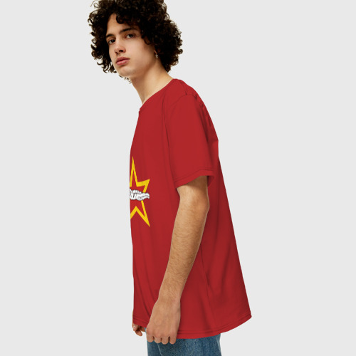 Мужская футболка хлопок Oversize с принтом Gagarin Star, вид сбоку #3