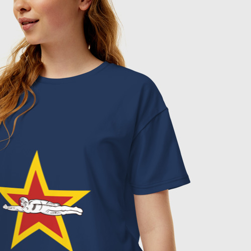 Женская футболка хлопок Oversize с принтом Gagarin Star, фото на моделе #1