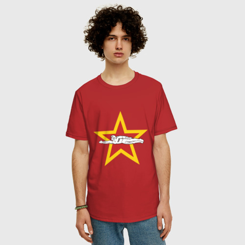 Мужская футболка хлопок Oversize с принтом Gagarin Star, фото на моделе #1