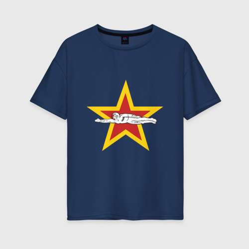 Женская футболка хлопок Oversize с принтом Gagarin Star, вид спереди #2