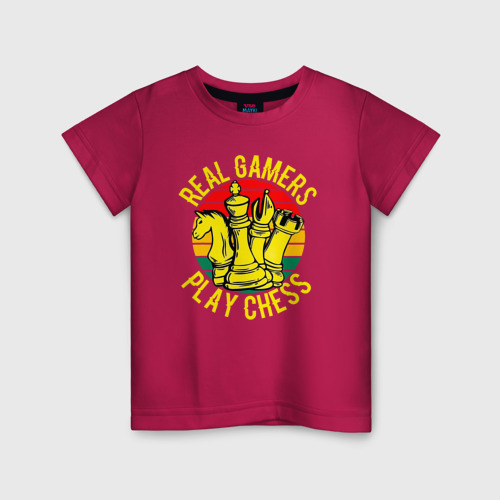 Детская футболка хлопок Настоящие геймеры играют в шахматы, цвет маджента