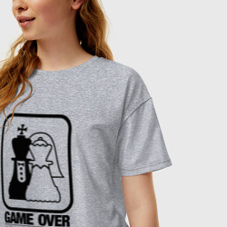Женская футболка хлопок Oversize Шах и мат игра окончена - фото 2