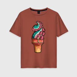 Женская футболка хлопок Oversize Мороженое осьминог