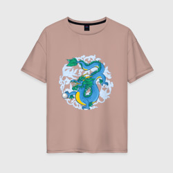 Китайский дракон с орнаментом – Женская футболка хлопок Oversize с принтом купить со скидкой в -16%