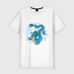 Китайский дракон с орнаментом – Мужская футболка хлопок Slim с принтом купить