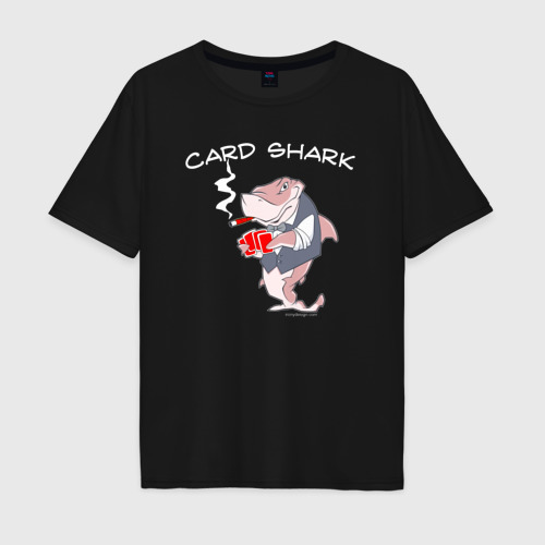 Мужская футболка хлопок Oversize Карточная акула с сигарой, цвет черный