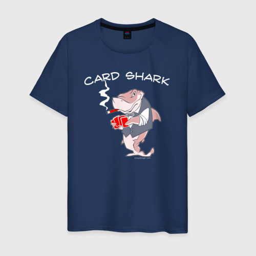 Мужская футболка из хлопка с принтом Карточная акула с сигарой, вид спереди №1