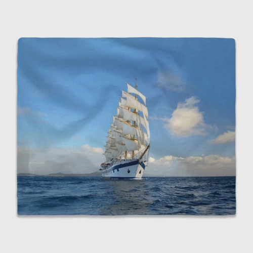 Плед 3D с принтом Парусник идёт на полных парусах, вид спереди #2