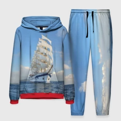Мужской костюм с толстовкой 3D Парусник идёт на полных парусах