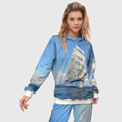 Женский костюм с толстовкой 3D Парусник идёт на полных парусах - фото 2