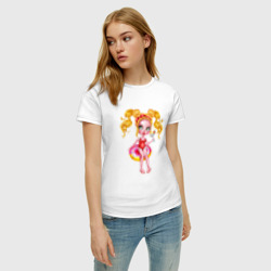 Женская футболка хлопок Блондинка с коктейлем - фото 2