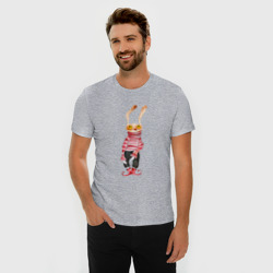 Мужская футболка хлопок Slim Заяц в свитере - фото 2