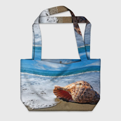 Пляжная сумка 3D Океанская раковина на песчаном берегу