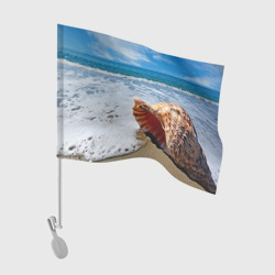 Флаг для автомобиля Океанская раковина на песчаном берегу