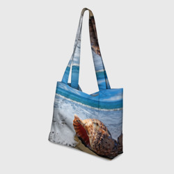 Пляжная сумка 3D Океанская раковина на песчаном берегу - фото 2
