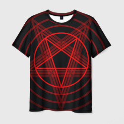 Мужская футболка 3D Красная пентаграмма