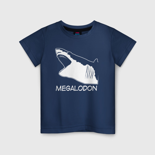 Детская футболка из хлопка с принтом Пасть мегалодона, вид спереди №1