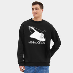 Мужской свитшот oversize без начеса хлопок Пасть мегалодона - фото 2