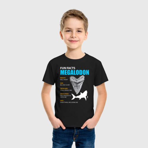 Детская футболка хлопок Забавные факты о мегалодонах, цвет черный - фото 3