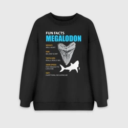 Женский свитшот oversize без начеса хлопок Забавные факты о мегалодонах