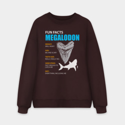 Мужской свитшот oversize без начеса хлопок Забавные факты о мегалодонах