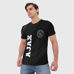 Мужская футболка 3D Ajax sport на темном фоне: надпись, символ - фото 2