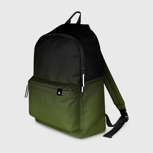 Рюкзак с принтом Черный и хвойный зеленый градиент, вид спереди №1