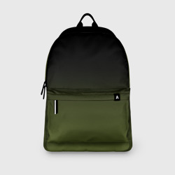 Рюкзак с принтом Черный и хвойный зеленый градиент для любого человека, вид спереди №3. Цвет основы: белый