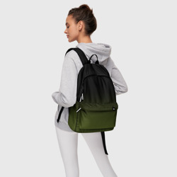 Рюкзак с принтом Черный и хвойный зеленый градиент для любого человека, вид спереди №4. Цвет основы: белый