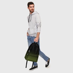 Рюкзак с принтом Черный и хвойный зеленый градиент для любого человека, вид спереди №5. Цвет основы: белый