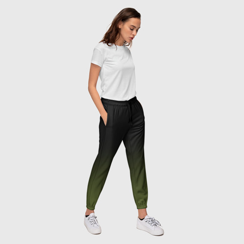 Женские брюки 3D Черный и хвойный зеленый градиент, цвет 3D печать - фото 5