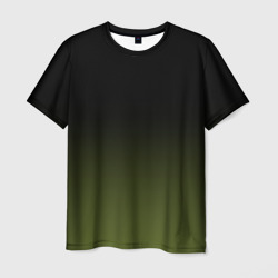 Мужская футболка 3D Черный и хвойный зеленый градиент
