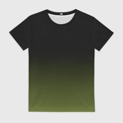 Женская футболка 3D Черный и хвойный зеленый градиент