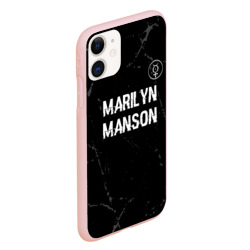 Чехол для iPhone 11 матовый Marilyn Manson glitch на темном фоне: символ сверху - фото 2