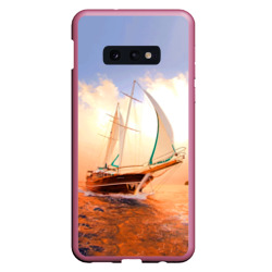 Парусник в океане на фоне заката – Чехол для Samsung S10E с принтом купить