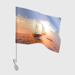 Флаг для автомобиля Парусник в океане на фоне заката