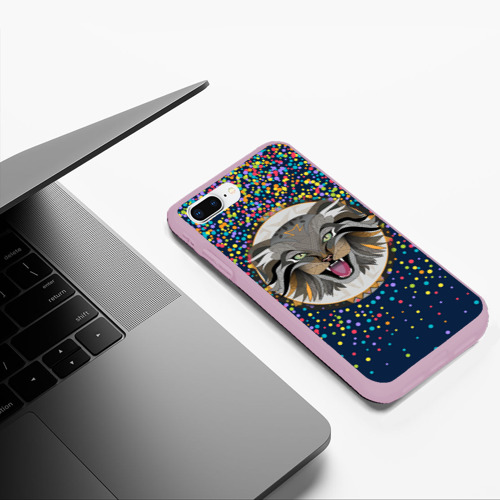 Чехол для iPhone 7Plus/8 Plus матовый Красивый манул, цвет розовый - фото 5