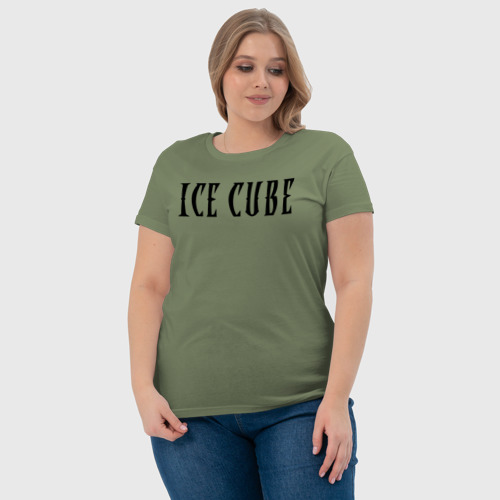 Женская футболка хлопок Ice Cube - logo, цвет авокадо - фото 6