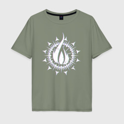 Мужская футболка хлопок Oversize In flames - logo neon