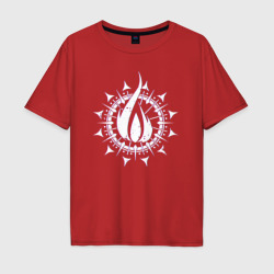 Мужская футболка хлопок Oversize In flames - logo neon