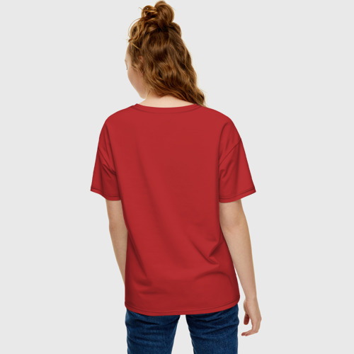 Женская футболка хлопок Oversize с принтом In flames - logo neon, вид сзади #2
