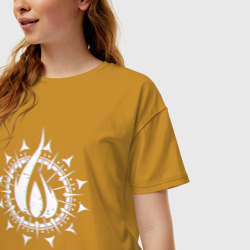 Женская футболка хлопок Oversize In flames - logo neon - фото 2