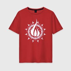 Женская футболка хлопок Oversize in flames - logo neon