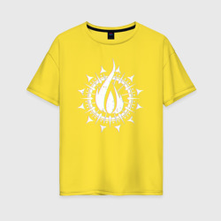 Женская футболка хлопок Oversize In flames - logo neon