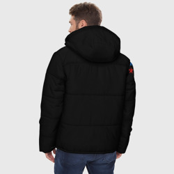 Куртка с принтом 86 Rus ХМАО Югра для мужчины, вид на модели сзади №2. Цвет основы: черный