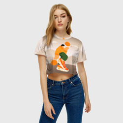 Женская футболка Crop-top 3D Векторная иллюстрация Стритбол - фото 2