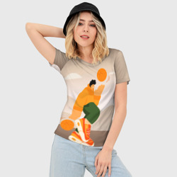 Женская футболка 3D Slim Векторная иллюстрация Стритбол - фото 2