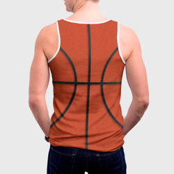 Майка с принтом Стандартный баскетбольный мяч для мужчины, вид на модели сзади №2. Цвет основы: белый